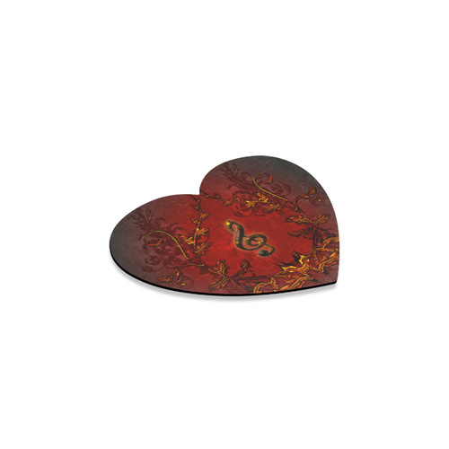 Music, clef and red floral elements Heart Coaster