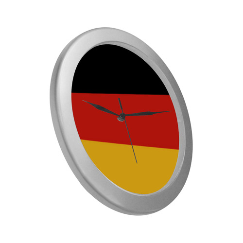 German Flag Colored Stripes Silver Color Wall Clock