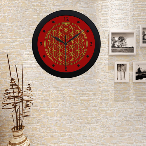 FLOWER OF LIFE - GOLD Circular Plastic Wall clock