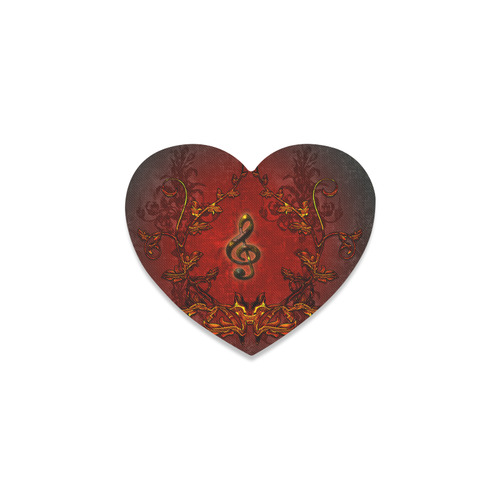 Music, clef and red floral elements Heart Coaster