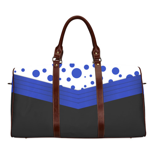 Polka Dots with Blue Sash  with Black Bottom Waterproof Travel Bag/Small (Model 1639)