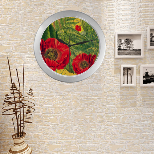 flora 7 Silver Color Wall Clock