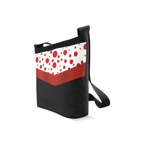 Polka Dots and Red Sash  with Black Bottom Crossbody Bags (Model 1613)