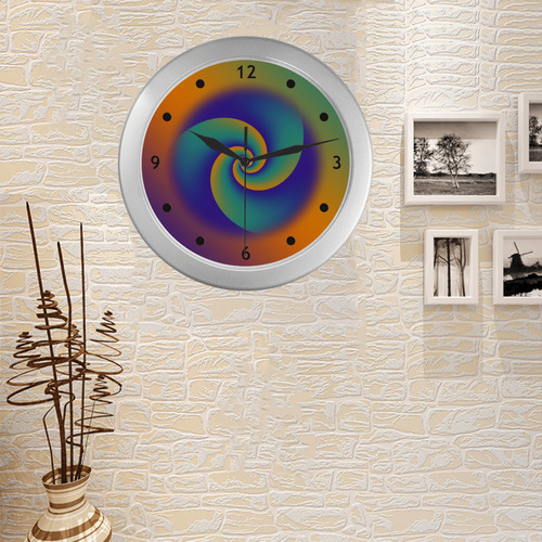 POWER SPIRAL SOFT - Violet, Ocean Green, Orange Silver Color Wall Clock