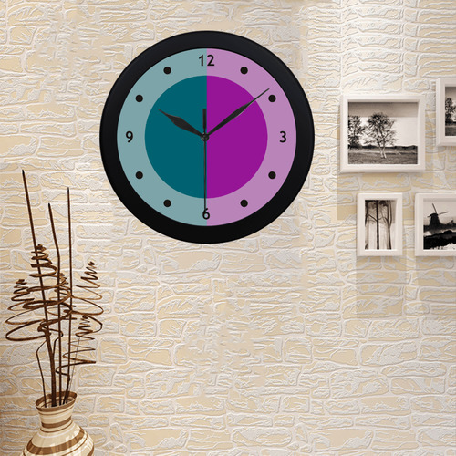Only two Colors: Petrol Blue - Magenta Pink Circular Plastic Wall clock