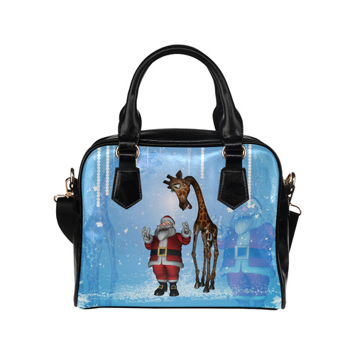 Funny Santa Claus and giraffe Shoulder Handbag (Model 1634)