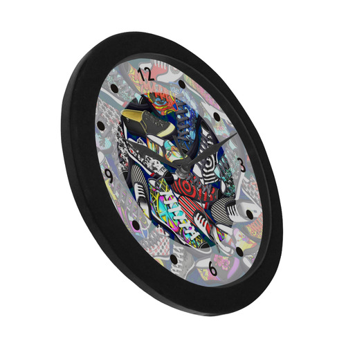 A pile multicolored SHOES / SNEAKERS pattern Circular Plastic Wall clock