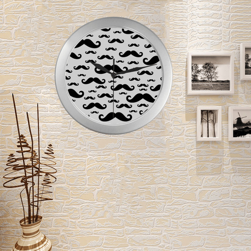 Black handlebar MUSTACHE / MOUSTACHE pattern Silver Color Wall Clock