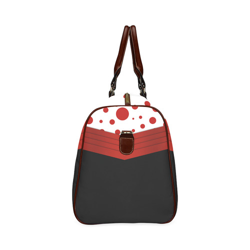 Polka Dots and Red Sash  with Black Bottom Waterproof Travel Bag/Small (Model 1639)