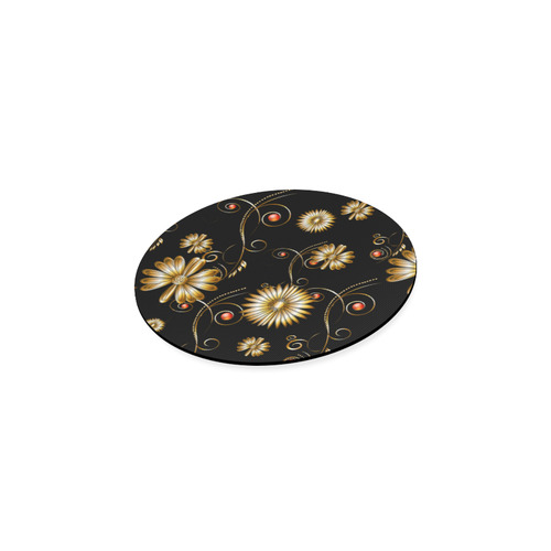 Flowers in golden colors Round Coaster