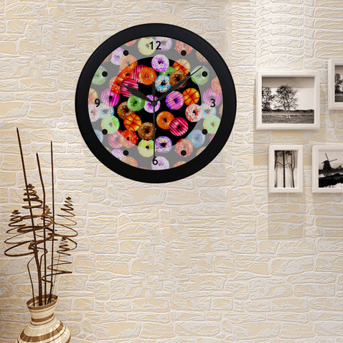 Colorful Yummy DONUTS pattern Circular Plastic Wall clock