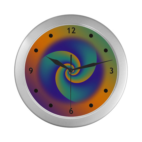 POWER SPIRAL SOFT - Violet, Ocean Green, Orange Silver Color Wall Clock