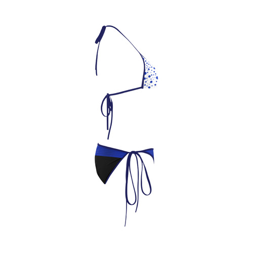 Polka Dots with Blue Sash and Black Bottom Custom Bikini Swimsuit