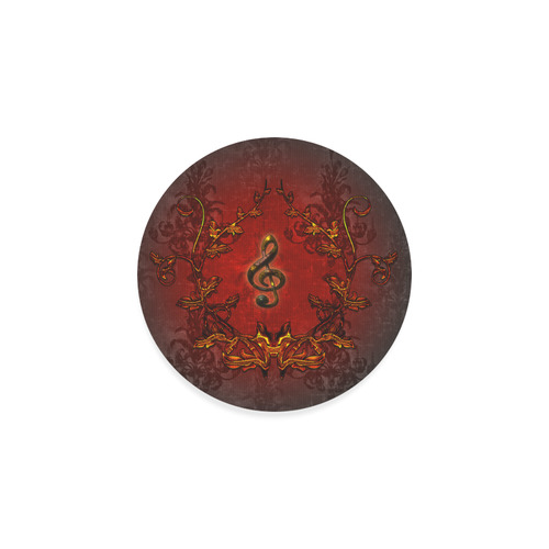 Music, clef and red floral elements Round Coaster
