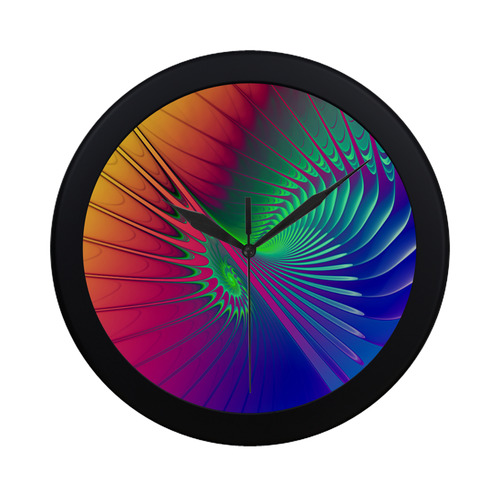 PSYCHEDELIC FRACTAL SPIRAL - Neon Colored Circular Plastic Wall clock