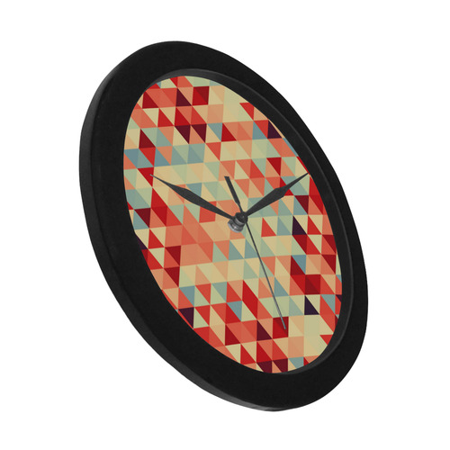 Modern Hipster TRINAGLES pattern red blue beige Circular Plastic Wall clock