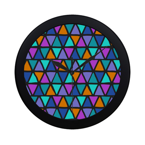 Modern colored TRINAGLES / PYRAMIDS pattern Circular Plastic Wall clock