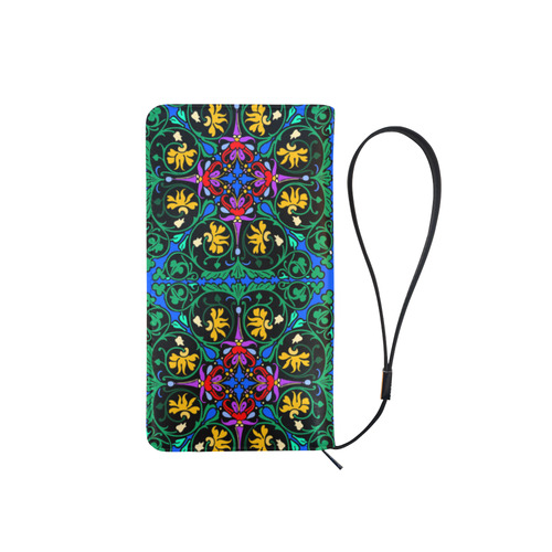 Colorful Floral Diamond Squares on Blue Men's Clutch Purse （Model 1638）