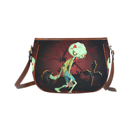 Zombie Creepy Monster Cartoon Saddle Bag/Small (Model 1649) Full Customization