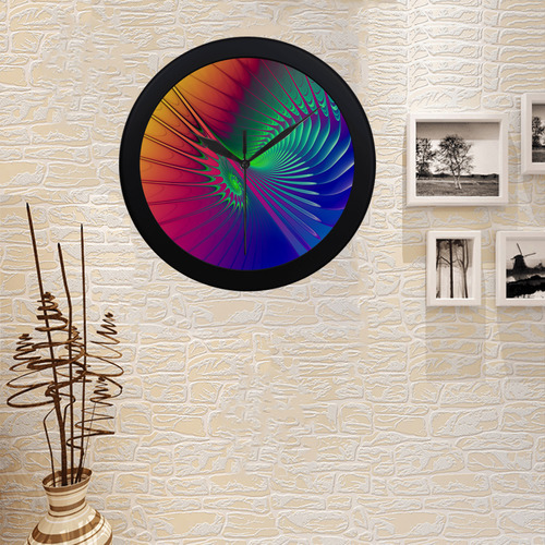 PSYCHEDELIC FRACTAL SPIRAL - Neon Colored Circular Plastic Wall clock