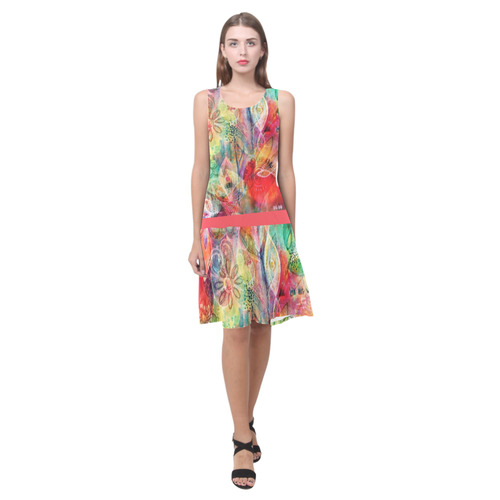 Summer Floral Dreams Sleeveless Splicing Shift Dress(Model D17)