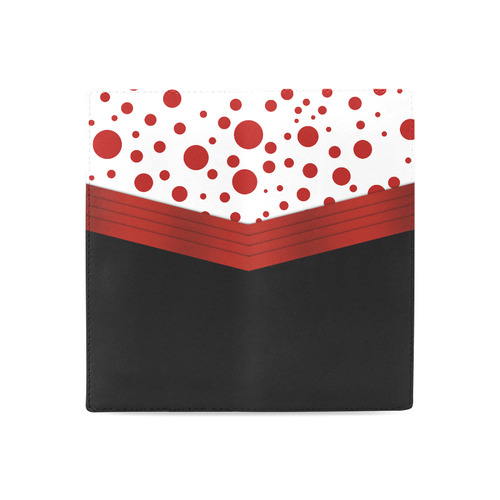 Polka Dots and Red Sash  with Black Bottom Women's Leather Wallet (Model 1611)