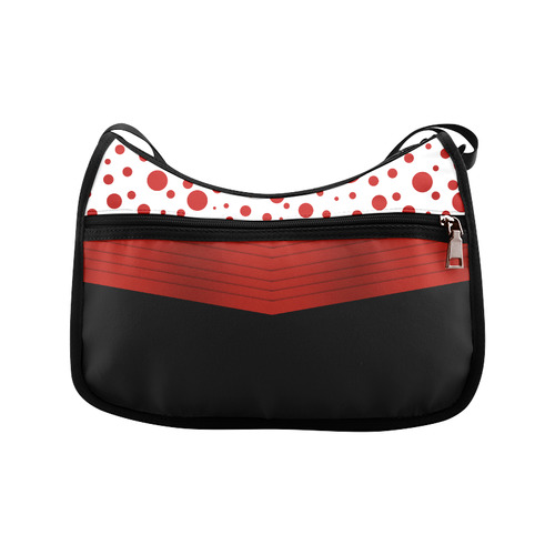 Red Polka Dots, Sash  with Black Bottom Crossbody Bags (Model 1616)