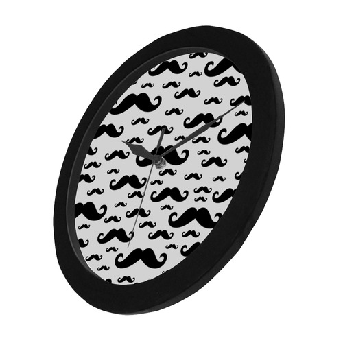 Black handlebar MUSTACHE / MOUSTACHE pattern Circular Plastic Wall clock