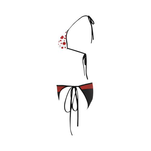 Polka Dots with Red Sash and Black Custom Bikini Swimsuit