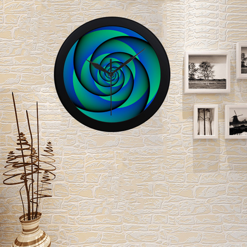 POWER SPIRAL - WAVES blue green Circular Plastic Wall clock