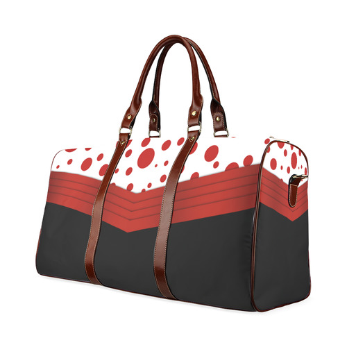 Polka Dots and Red Sash  with Black Bottom Waterproof Travel Bag/Small (Model 1639)