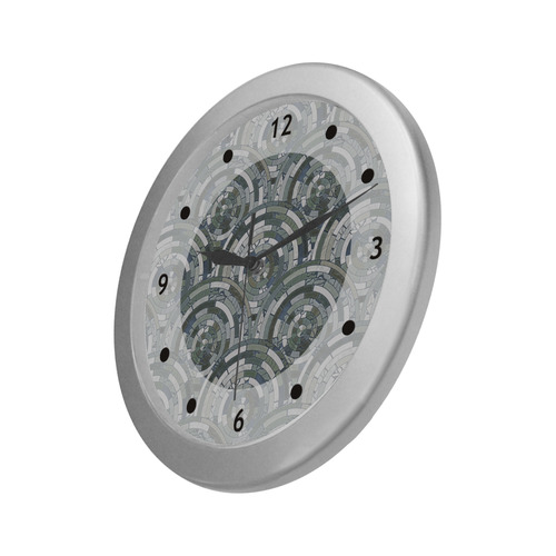 Stones Round Mosaic Pattern - grey Silver Color Wall Clock