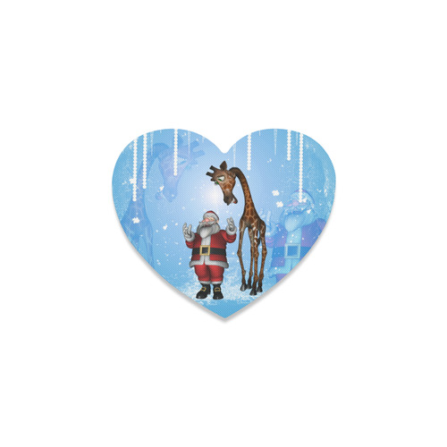 Funny Santa Claus and giraffe Heart Coaster