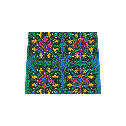 Colorful Floral Diamond Squares on Blue Boston Handbag (Model 1621)