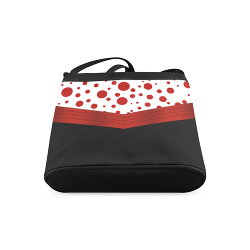 Polka Dots and Red Sash  with Black Bottom Crossbody Bags (Model 1613)