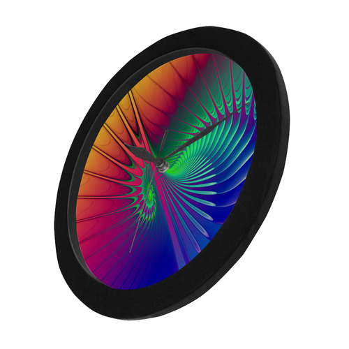 PSYCHEDELIC FRACTAL SPIRAL - Neon Colored Circular Plastic Wall clock