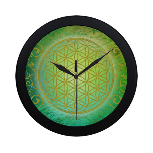 Symbol FLOWER OF LIFE vintage gold green Circular Plastic Wall clock