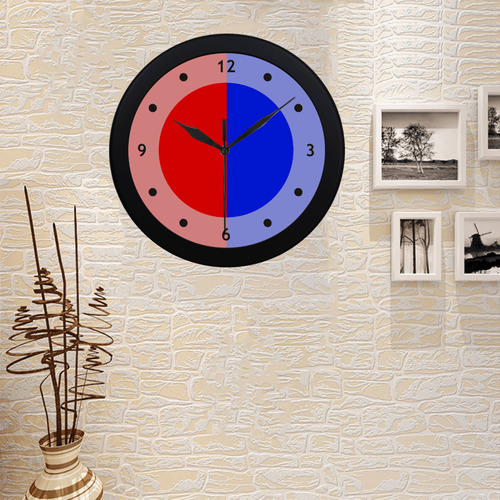 Only two Colors: Fire Red - Royal Blue Circular Plastic Wall clock