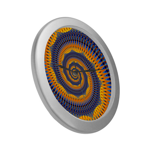 POWER SPIRAL POLYGON Orange Blue Silver Color Wall Clock