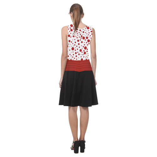 Polka Dots with Red Sash and Black Atalanta Casual Sundress(Model D04)