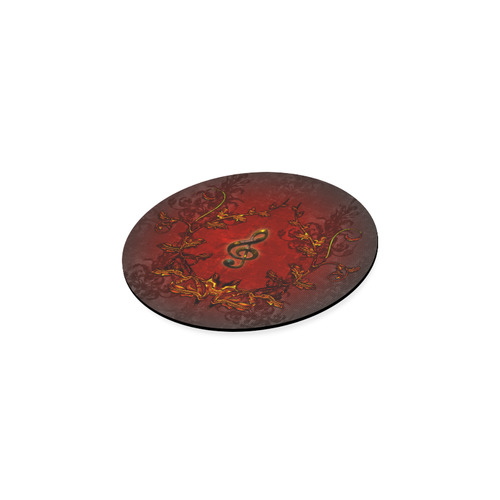 Music, clef and red floral elements Round Coaster