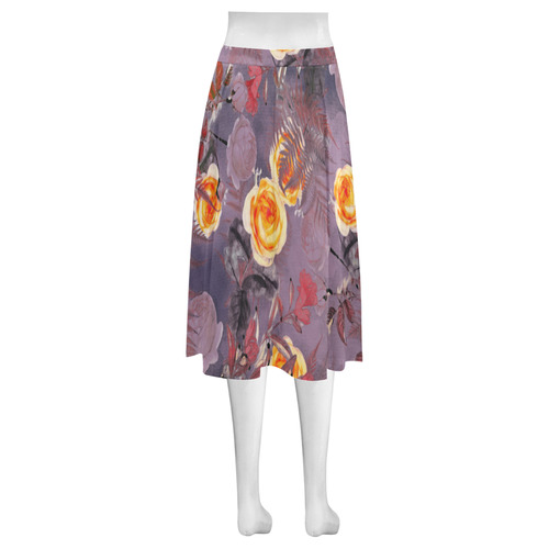 flowers 2 Mnemosyne Women's Crepe Skirt (Model D16)