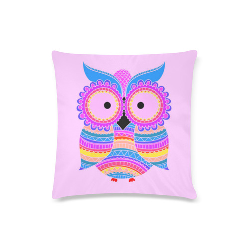 Hot Colors Pink Blue Yellow Owl Custom Zippered Pillow Case 16"x16"(Twin Sides)