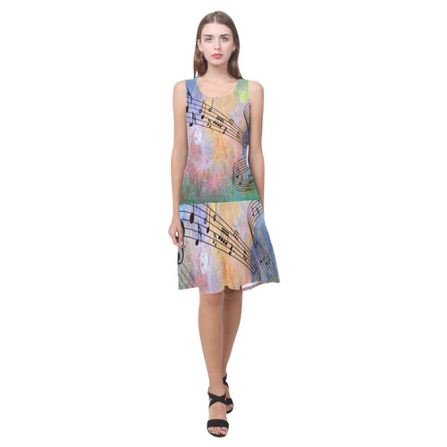 abstract music Sleeveless Splicing Shift Dress(Model D17)