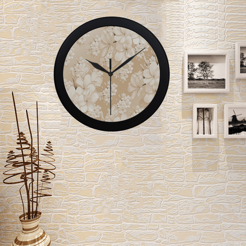 delicate floral pattern,softly Circular Plastic Wall clock