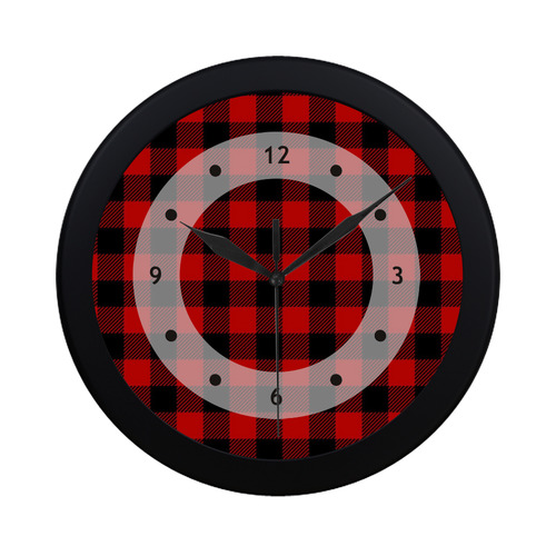 LUMBERJACK fabric squares red black Circular Plastic Wall clock