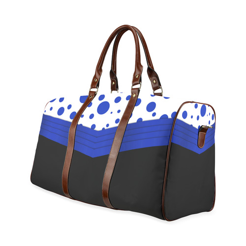 Polka Dots with Blue Sash  with Black Bottom Waterproof Travel Bag/Small (Model 1639)