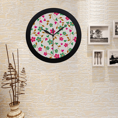 lovely floral 416A Circular Plastic Wall clock