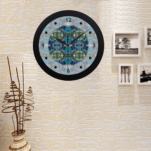 Fractal Kaleidoscope Mosaic -  Cyan Green Circular Plastic Wall clock