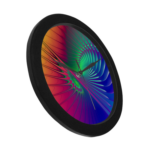 PSYCHEDELIC FRACTAL SPIRAL - Neon Colored Circular Plastic Wall clock